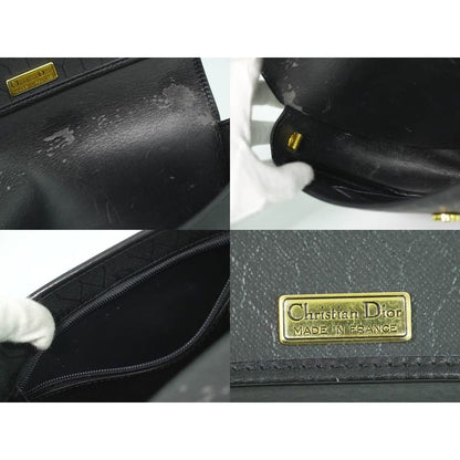 Christian Dior Honeycomb Pattern Shoulder Bag Pochette Black