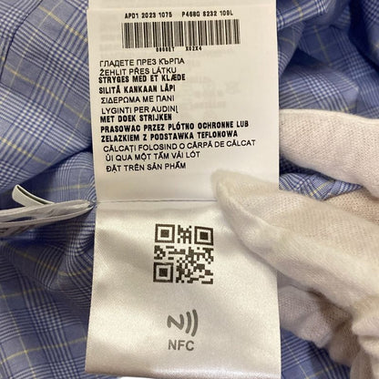 Prada 2023 Prince Of Wales Short Sleeve Check Shirt P468g Size 38 Blue Ladies