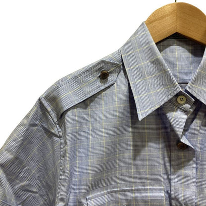 Prada 2023 Prince Of Wales Short Sleeve Check Shirt P468g Size 38 Blue Ladies