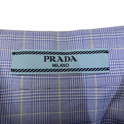 Prada 2023 Prince Of Wales Short Sleeve Check Shirt P468g Size 38 Blue Ladies