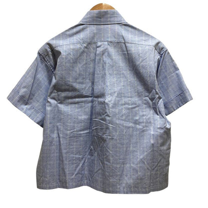 Prada 2023 Prince Of Wales Short Sleeve Check Shirt P468g Size 38 Blue Ladies