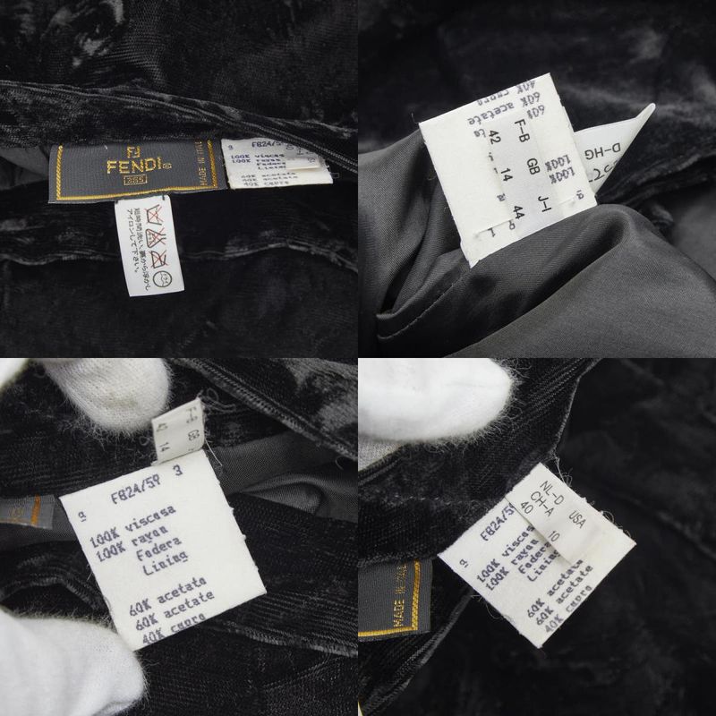 Fendi Setup Jacket Skirt Size 44 Black Velor Women's Fendi