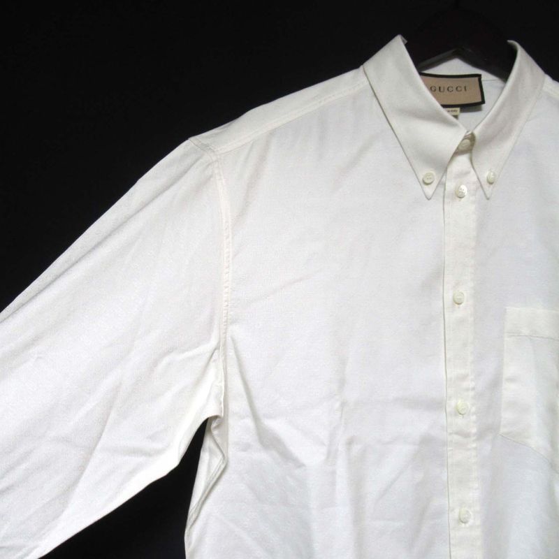24SS Gucci GG Logo Embroidery BD Long Sleeve Oxford Shirt 742711 Size 46 170