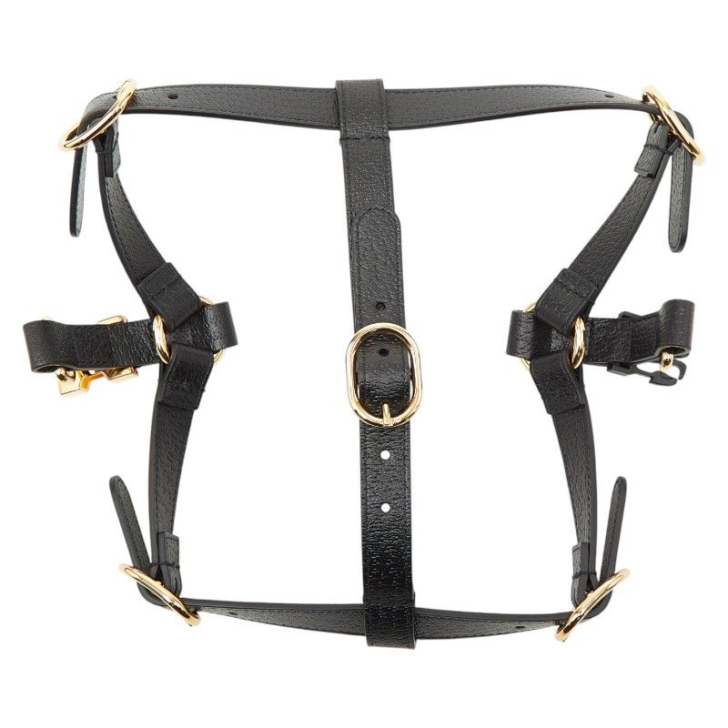 Gucci Interlocking G Pet Dog Harness Size M 692963 Black Leather Women's Gucci