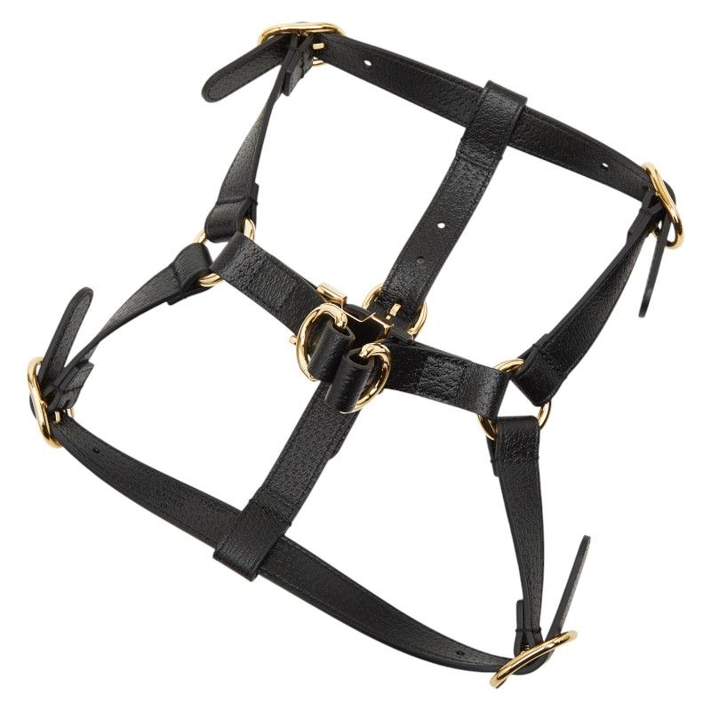 Gucci Interlocking G Pet Dog Harness Size M 692963 Black Leather Women's Gucci