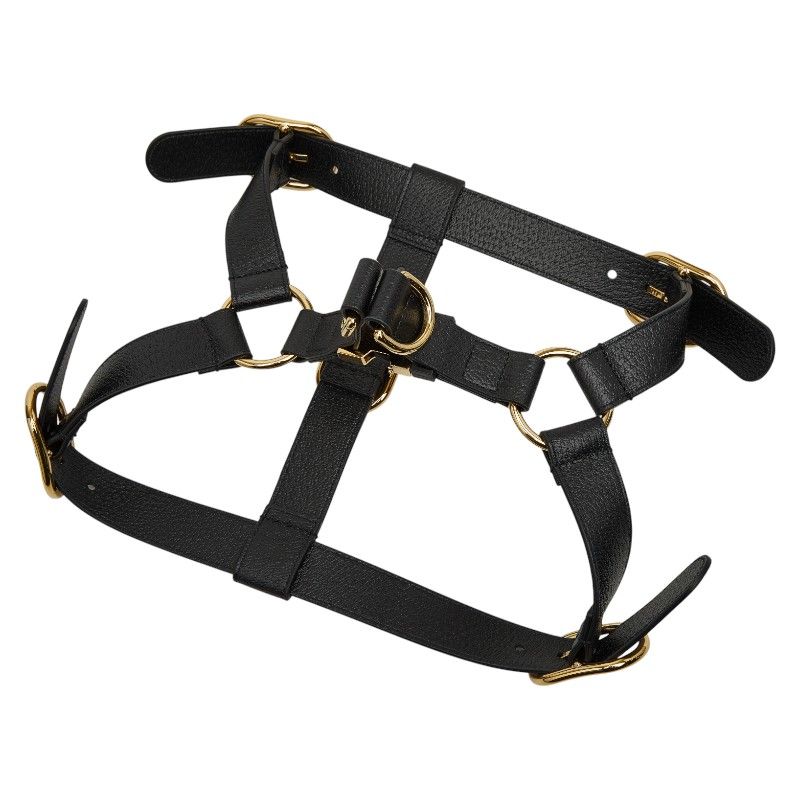 Gucci Interlocking G Pet Dog Harness Size XL 695253 Black Leather Women's Gucci