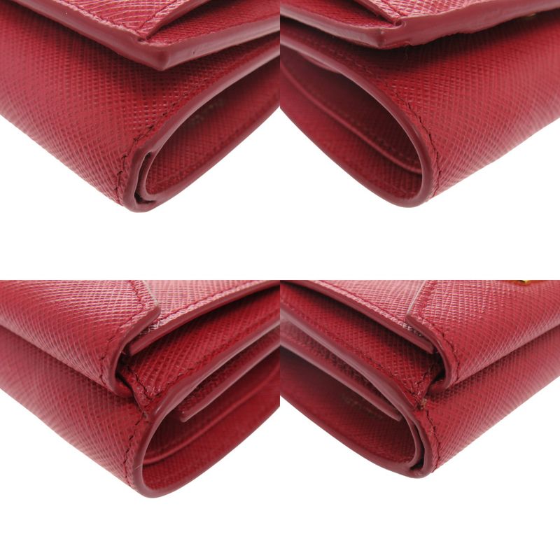Prada 1mh021 Leather Saffiano Metal Red Trifold Wallet Red 1295 Prada