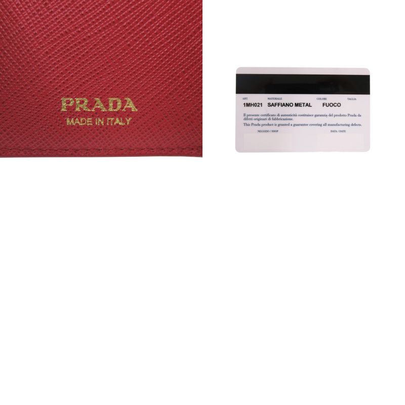 Prada 1mh021 Leather Saffiano Metal Red Trifold Wallet Red 1295 Prada