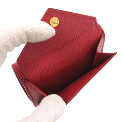 Prada 1mh021 Leather Saffiano Metal Red Trifold Wallet Red 1295 Prada