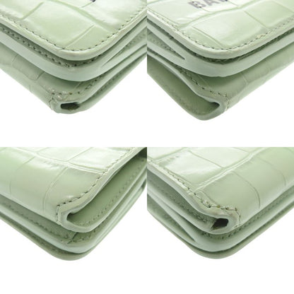 Balenciaga Chain Wallet 618145 Shape Pressed Leather Green Trifold Wallet Green