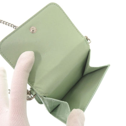 Balenciaga Chain Wallet 618145 Shape Pressed Leather Green Trifold Wallet Green