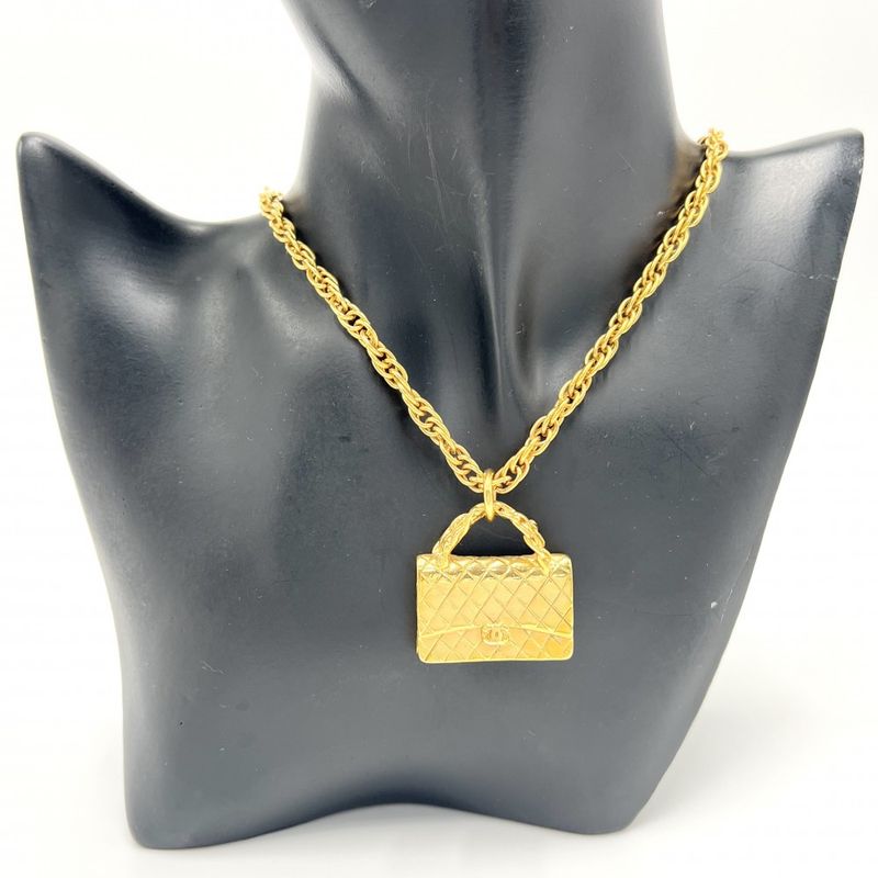 Chanel Necklace Women's Coco Mark Matelasse Motif Accessories- Bag Pendant