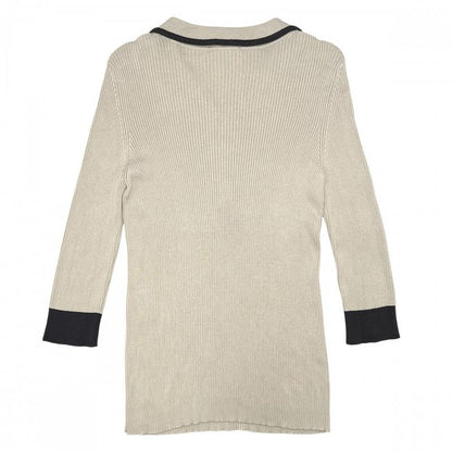 Chanel Tops Women's Camellia Knit 3/4 Length Apparel Clothes Chanel 38 Beige