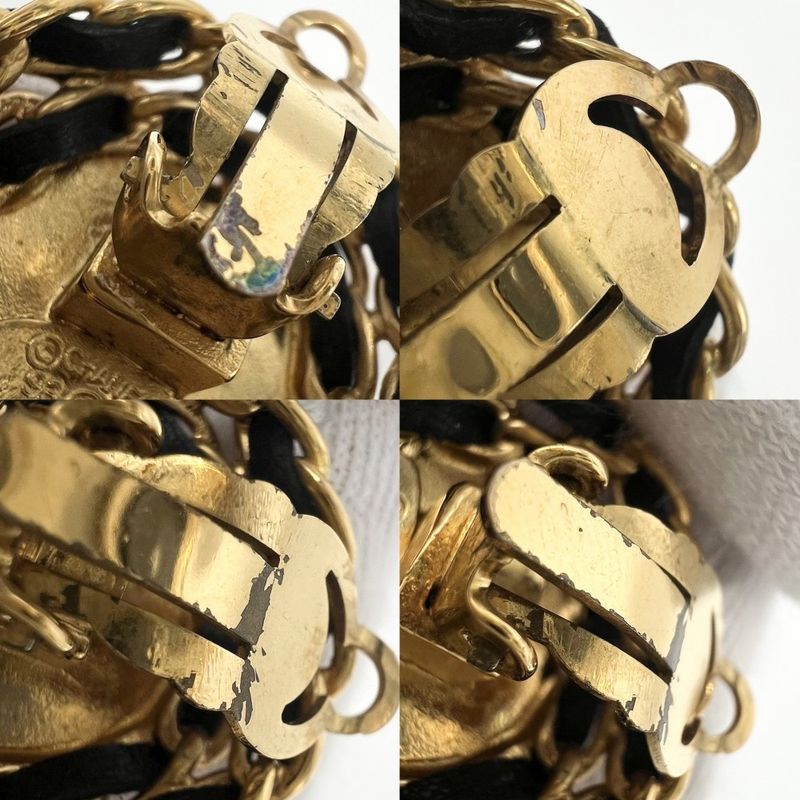 Chanel Earring Ladies Coco Mark Swing Accessories Chain Chanel GP Leather 93C