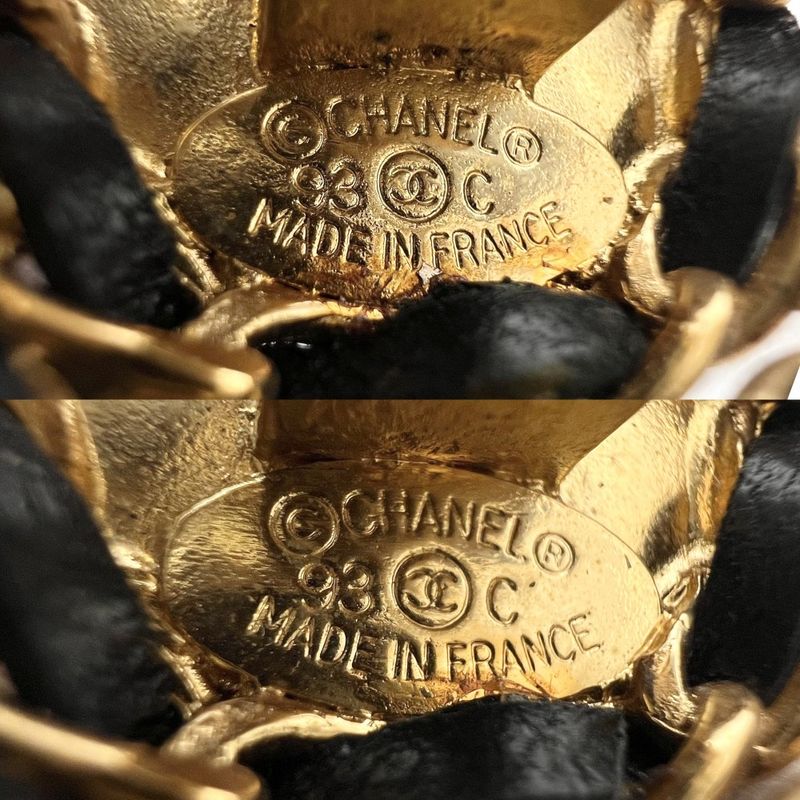 Chanel Earring Ladies Coco Mark Swing Accessories Chain Chanel GP Leather 93C