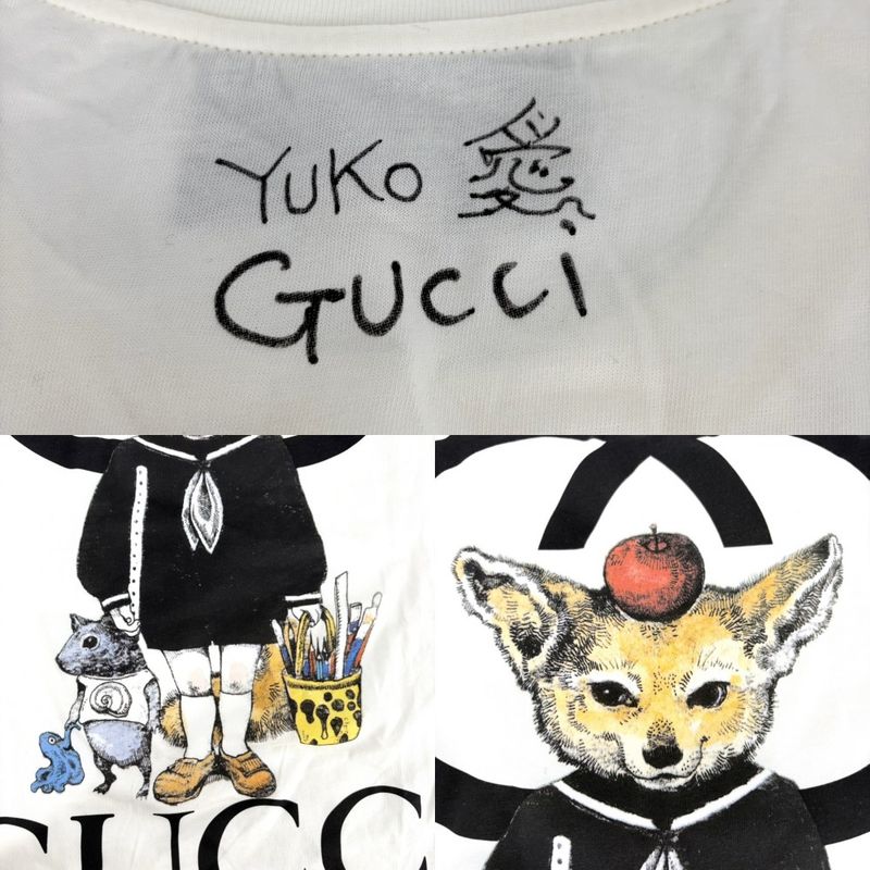 Gucci Short Sleeve T-shirt Men's Yuko Higuchi Logo Print Crew Neck T-shirt Tops