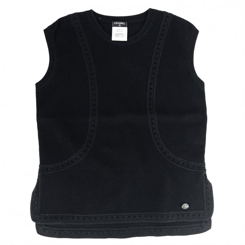 Chanel Setup Women's Apparel Clothes Tank Top Mini Skirt Mesh Chanel 40 Black