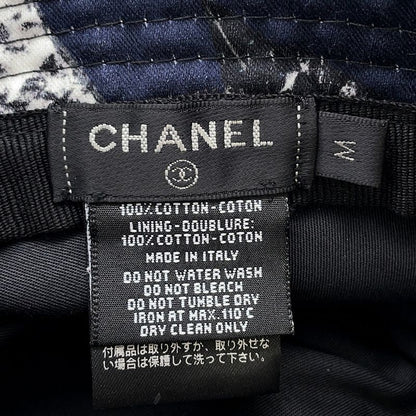 Chanel Hat Camellia CC Logo Cotton M Hat Black Black White