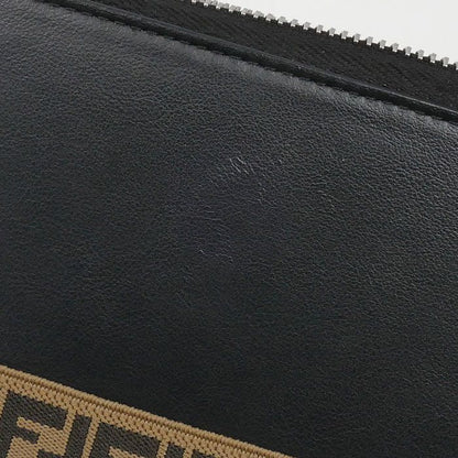 Fendi FF Logo Zip Around Wallet Long Round Zipper Black 7 M0276 A8 VC