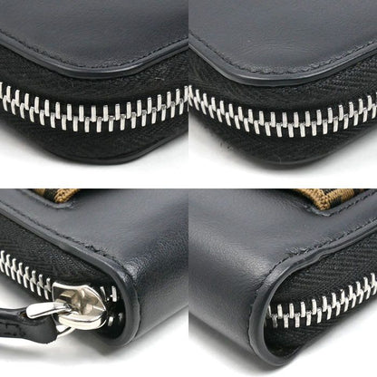 Fendi FF Logo Zip Around Wallet Long Round Zipper Black 7 M0276 A8 VC
