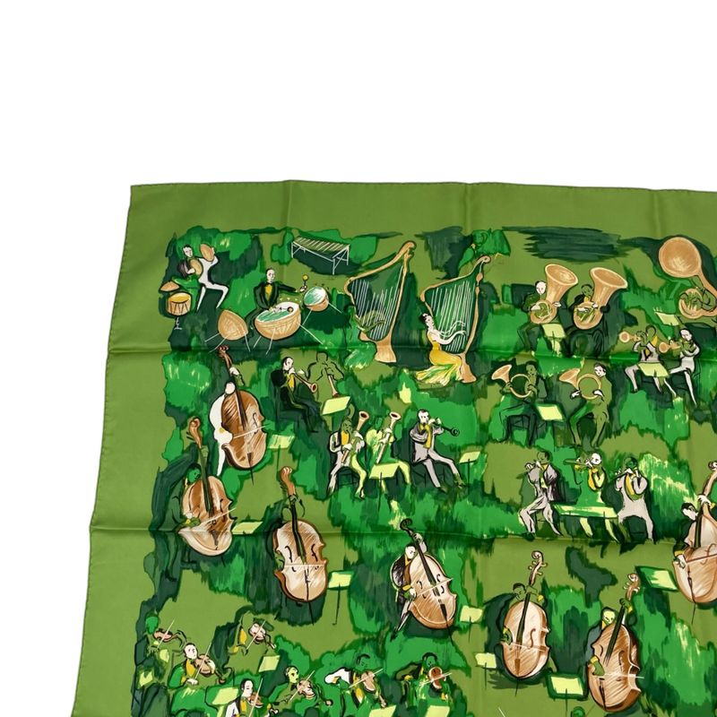 Hermes Carre 90 Silk Scarf Concerto Green With Box