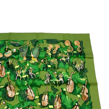 Hermes Carre 90 Silk Scarf Concerto Green With Box