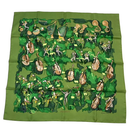 Hermes Carre 90 Silk Scarf Concerto Green With Box