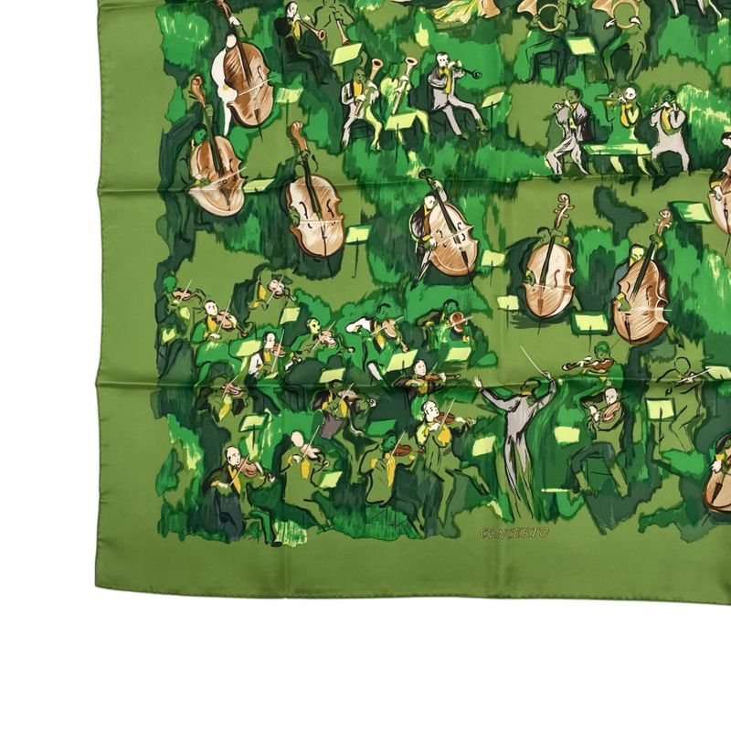 Hermes Carre 90 Silk Scarf Concerto Green With Box