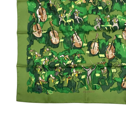 Hermes Carre 90 Silk Scarf Concerto Green With Box