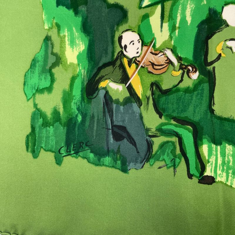 Hermes Carre 90 Silk Scarf Concerto Green With Box