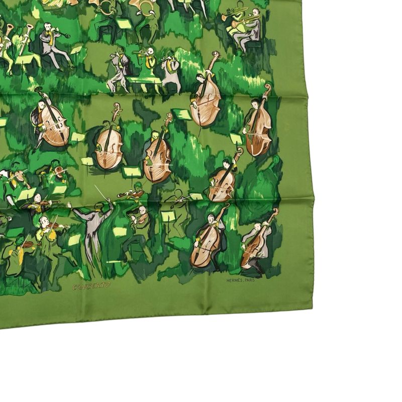 Hermes Carre 90 Silk Scarf Concerto Green With Box