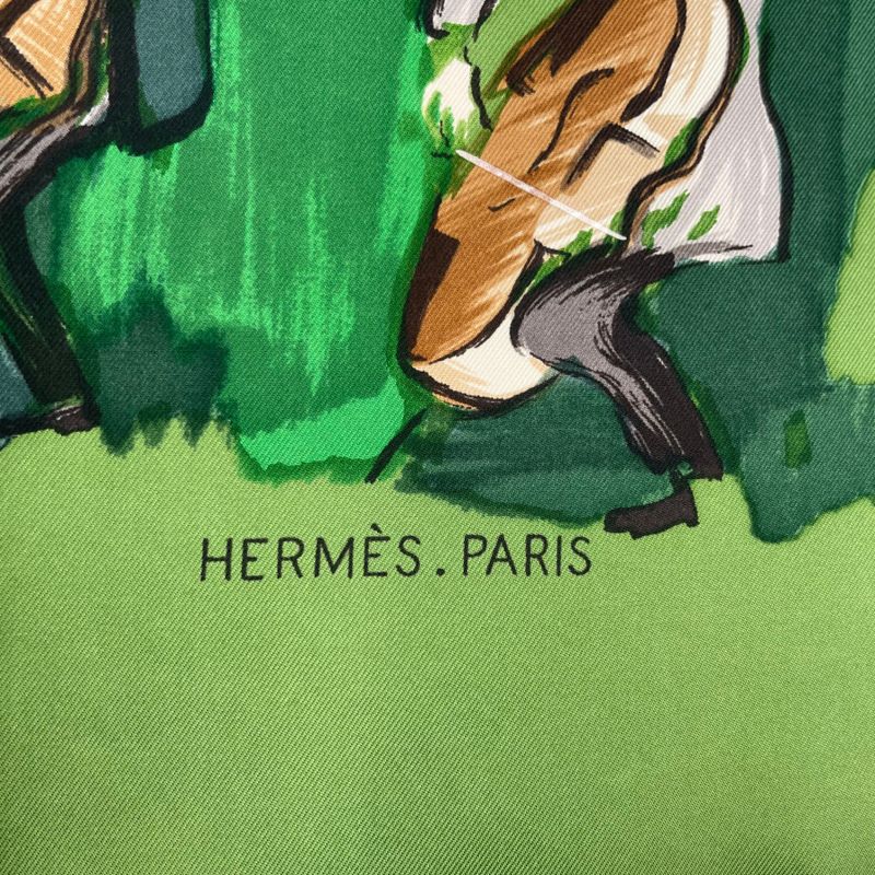 Hermes Carre 90 Silk Scarf Concerto Green With Box