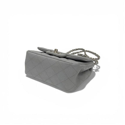 Chanel Bag Shoulder Bag Gray Silver Mini Matelasse Coco Mark Caviar Skin Single