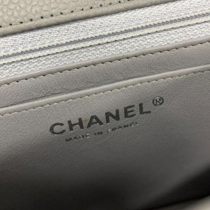 Chanel Bag Shoulder Bag Gray Silver Mini Matelasse Coco Mark Caviar Skin Single