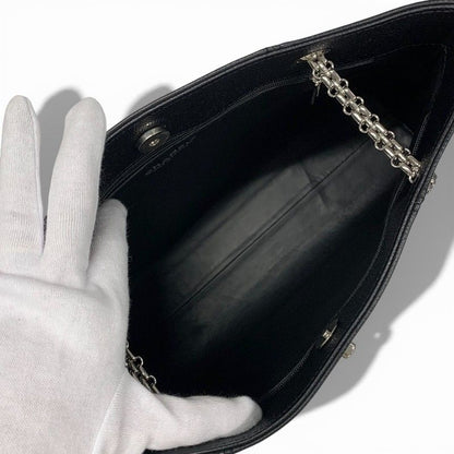 Chanel Bag Tote Bag Shoulder Bag Black Silver Coco Mark Chain