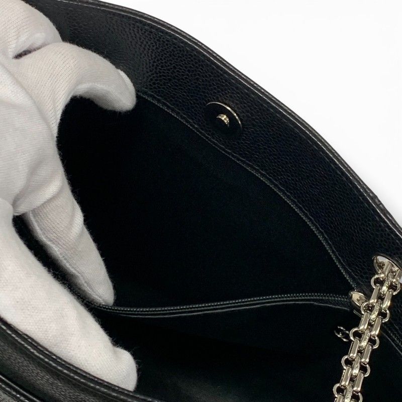 Chanel Bag Tote Bag Shoulder Bag Black Silver Coco Mark Chain