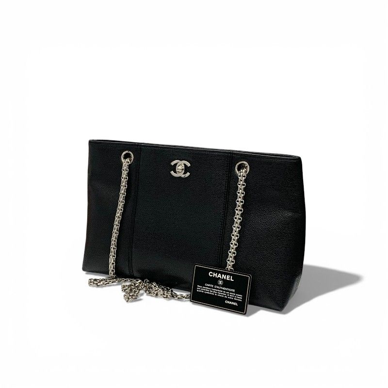Chanel Bag Tote Bag Shoulder Bag Black Silver Coco Mark Chain