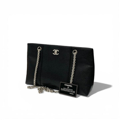 Chanel Bag Tote Bag Shoulder Bag Black Silver Coco Mark Chain