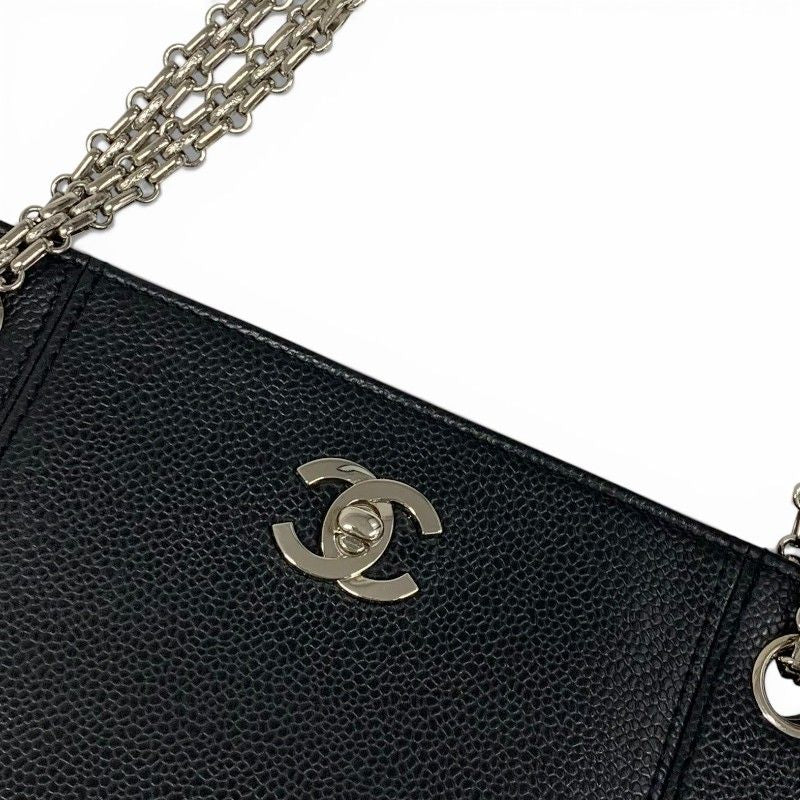 Chanel Bag Tote Bag Shoulder Bag Black Silver Coco Mark Chain