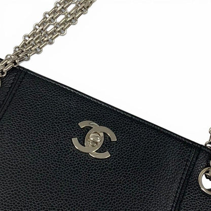 Chanel Bag Tote Bag Shoulder Bag Black Silver Coco Mark Chain