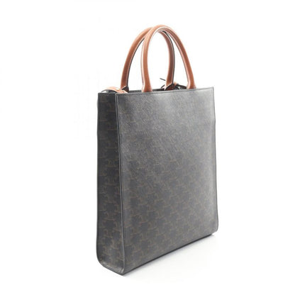 Celine Tote Bag Small Vertical Cabas Triomphe Black Brown PVC Coated Canvas