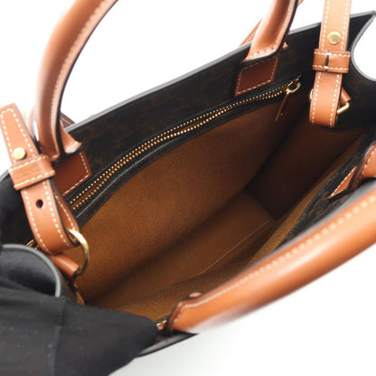 Celine Tote Bag Small Vertical Cabas Triomphe Black Brown PVC Coated Canvas