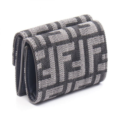 Fendi Trifold Wallet Baguette Micro FF Jacquard 8m0395aut4f1uj5 Black Midnight