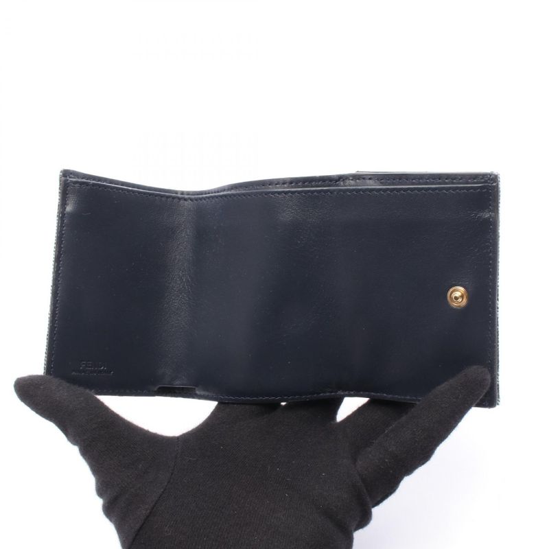 Fendi Trifold Wallet Baguette Micro FF Jacquard 8m0395aut4f1uj5 Black Midnight