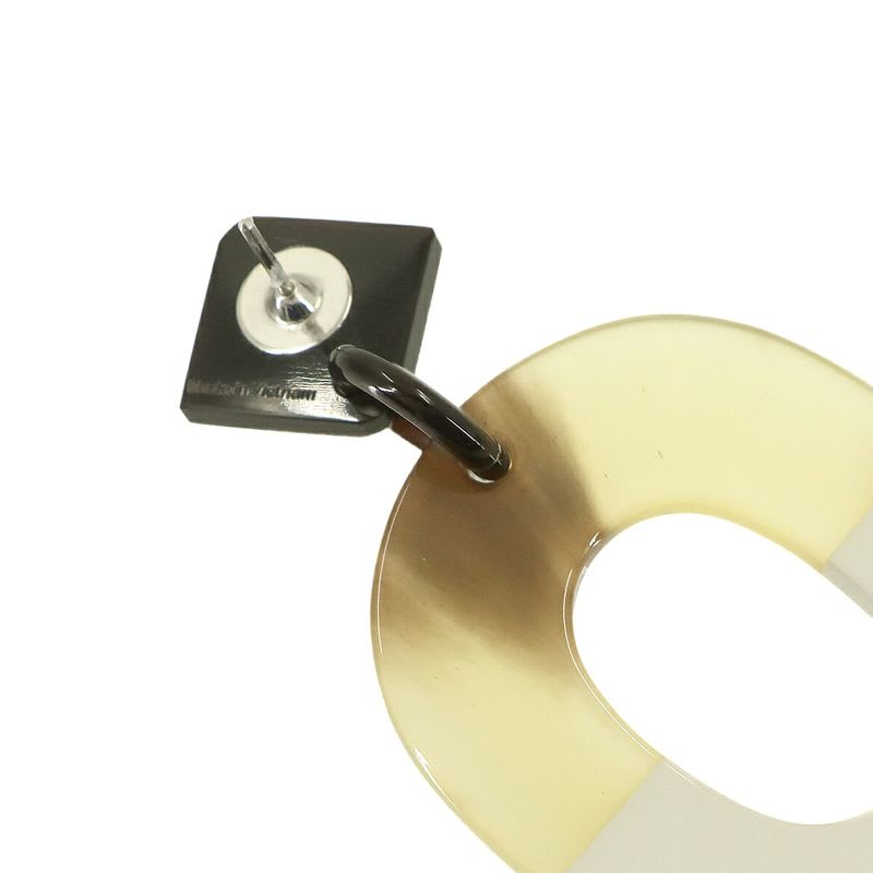 Hermes Ism Earrings Buffalo Horn Lacquer Wood Brown White