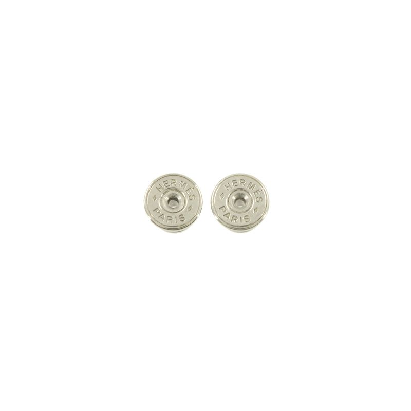Hermes Ism Earrings Buffalo Horn Lacquer Wood Brown White