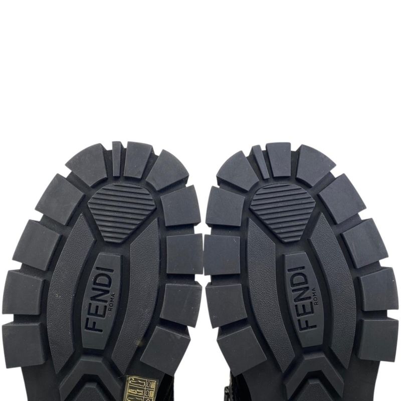 Fendi Ankle Boots Zucca Pattern Lace-up 7u1458 6 Sizes Leather FF Logo Black
