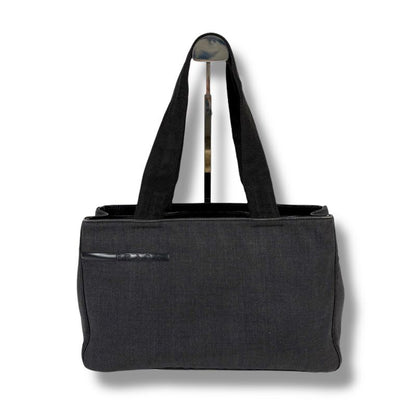 Prada Mini Tote Bag Handbag Gray Black Canvas