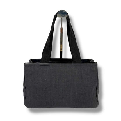 Prada Mini Tote Bag Handbag Gray Black Canvas