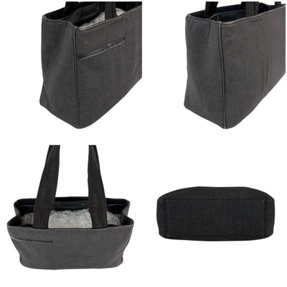 Prada Mini Tote Bag Handbag Gray Black Canvas